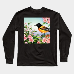 Blossom Flowers with Baltimore Orioles The Oriole Bird Vintage Orchard Oriole Bird Long Sleeve T-Shirt